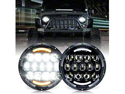 7-Inch LED Headlights with White DRL; Black Housing; Clear Lens (07-18 Jeep Wrangler JK)