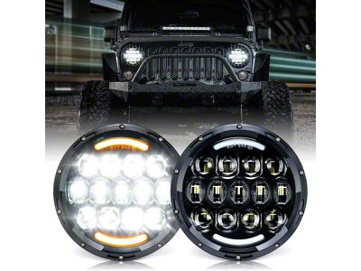 7-Inch LED Headlights with White DRL; Black Housing; Clear Lens (07-18 Jeep Wrangler JK)