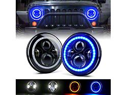 7-Inch Red Halo LED Headlights; Blue Housing; Clear Lens (97-18 Jeep Wrangler TJ & JK)