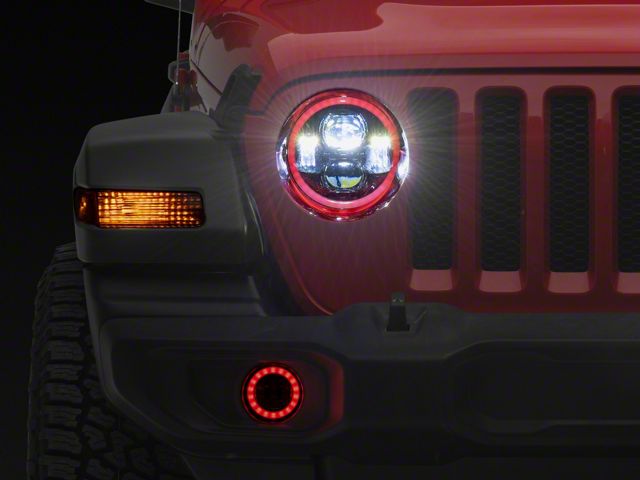 9-Inch LED RGBW Halo Headlights with RGBW Fog Lights; Black Housing; Clear Lens (18-24 Jeep Wrangler JL)