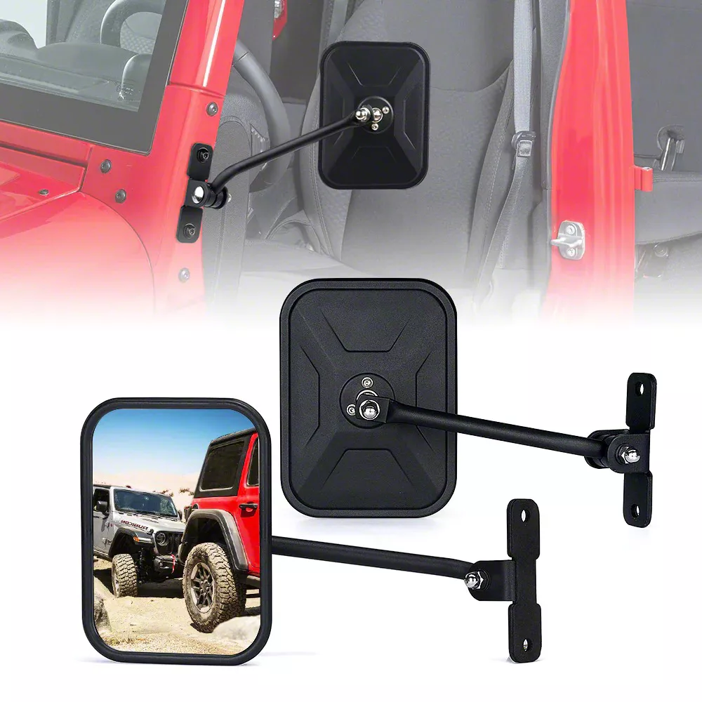 Jeep Wrangler Aluminum Doorless Side Mirrors; Black (07-18 Jeep ...