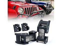 Aluminum Hood Latches; Distressed U.S. Flag (07-24 Jeep Wrangler JK & JL)