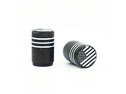 Aluminum Valve Stem Cap with Flag; Black (Universal; Some Adaptation May Be Required)