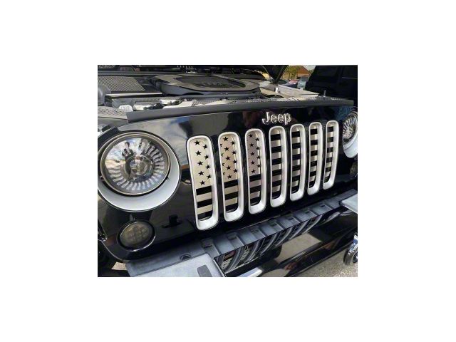 American Flag Grille Insert; Thin Green Line (07-18 Jeep Wrangler JK)