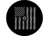 American Flag Tire Tracks Spare Tire Cover with Camera Cutout; Black (18-24 Jeep Wrangler JL)
