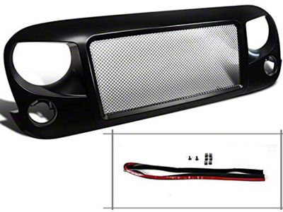 Angry Eye Mesh Grille; Matte Black (07-18 Jeep Wrangler JK)