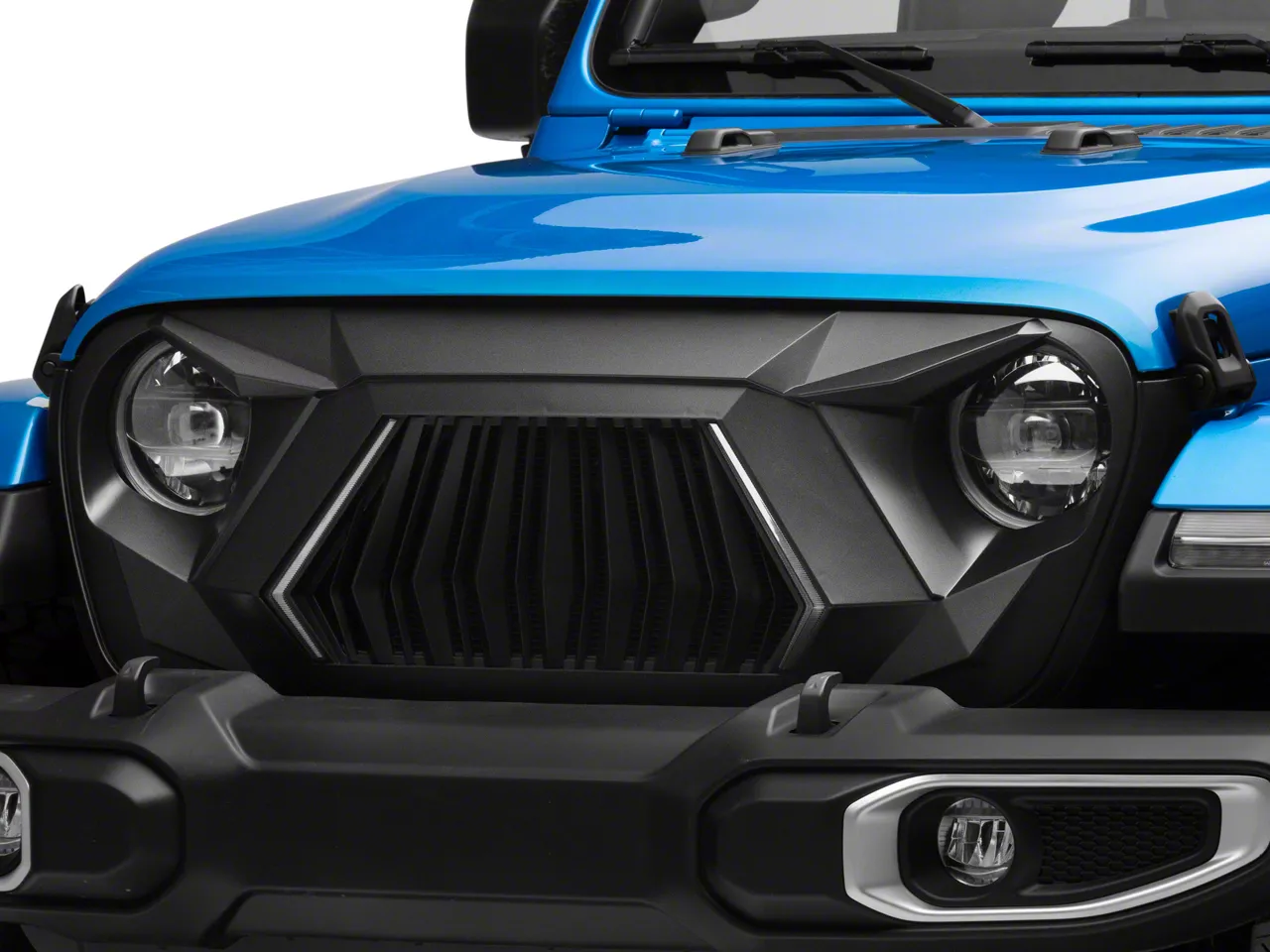 Jeep Wrangler G3 Angry Series Grille with Turn Signals; Matte Black (18 ...