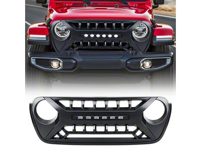 American Modified Armor Grille with LED Off-Road Lights; Black (18-25 Jeep Wrangler JL)