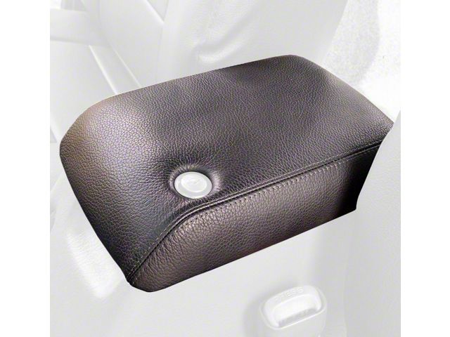 Armrest Cover with Lock Cylinder Cutout; Black Leather with Blue Stitching (97-06 Jeep Wrangler TJ)