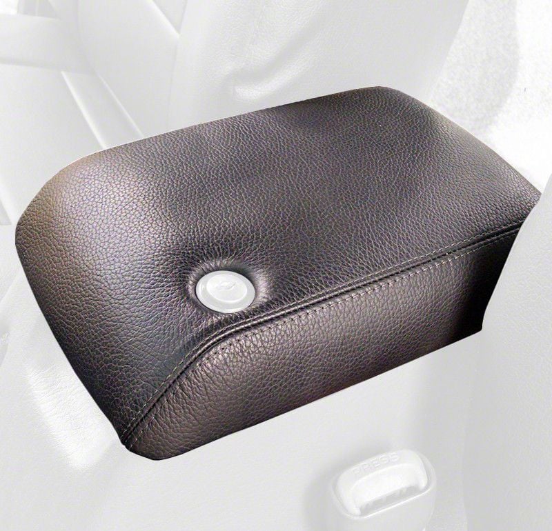 Jeep Wrangler Armrest Cover with Lock Cylinder Cutout; Black Leather ...