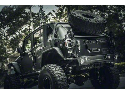 Awaken Series Tailgate License Plate Mount; Black (07-18 Jeep Wrangler JK)