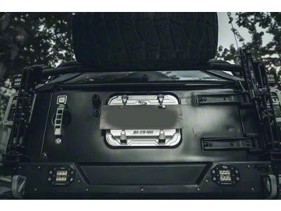 Awaken Series Tailgate License Plate Mount; Silver (07-18 Jeep Wrangler JK)