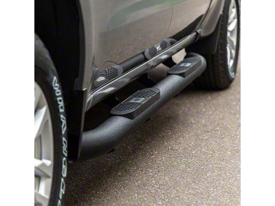 Big Step 4-Inch Round Side Step Bars; Textured Black (18-25 Jeep Wrangler JL 4-Door)