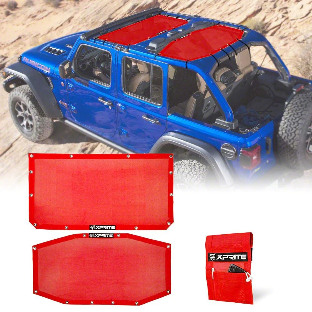 Steinjager Jeep Wrangler Teddy Top Full Length Solar Screen Cover; Red  J0048114 (18-24 Jeep Wrangler JL 4-Door) - Free Shipping