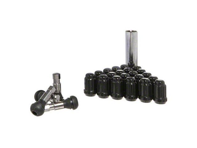 Black 6-Spline Lug Nut Kit; 1/2-Inch x 20; Set of 20 (76-18 Jeep CJ5, CJ7, Wrangler YJ, TJ & JK)