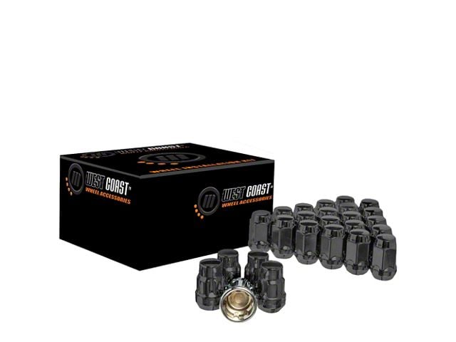Black Acorn Lug Nuts; 1/2-Inch x 20; Set of 20 (87-18 Jeep Wrangler YJ, TJ & JK)