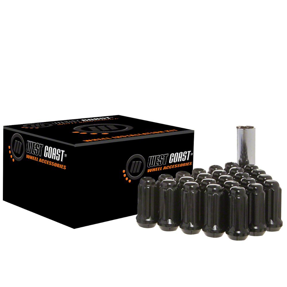 Jeep Wrangler Black Acorn Spline Lug Nuts; M14x1.5; Set of 20 (1824