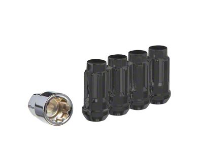 Black Acorn Wheel Locks; M14x1.5; Set of 4 (18-25 Jeep Wrangler JL)