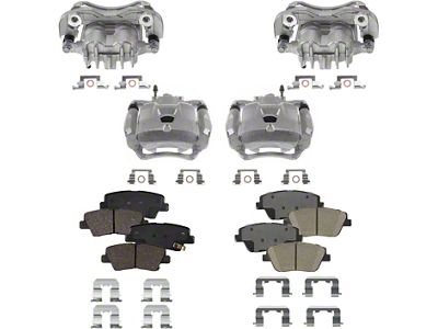 Brake Calipers with Ceramic Brake Pads; Front and Rear (07-18 Jeep Wrangler JK)