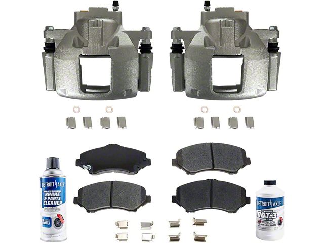 Brake Calipers with Ceramic Brake Pads, Brake Fluid and Cleaner; Front (07-18 Jeep Wrangler JK)