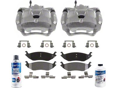 Brake Calipers with Ceramic Brake Pads, Brake Fluid and Cleaner; Rear (07-18 Jeep Wrangler JK)