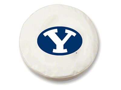 Brigham Young Spare Tire Cover with Camera Port; White (18-24 Jeep Wrangler JL)