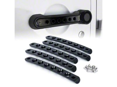 Brushed Aluminum Door Handle Trim Inserts; Black (07-18 Jeep Wrangler JK 4-Door)