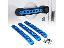 Brushed Aluminum Door Handle Trim Inserts; Blue (07-18 Jeep Wrangler JK 2-Door)