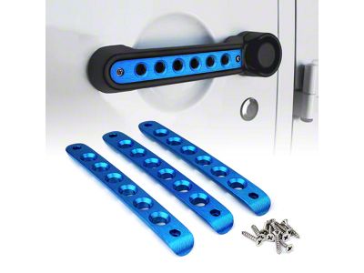 Brushed Aluminum Door Handle Trim Inserts; Blue (07-18 Jeep Wrangler JK 2-Door)