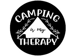 Camping is my Therapy Spare Tire Cover; Black (76-18 Jeep CJ7, Wrangler YJ, TJ & JK)