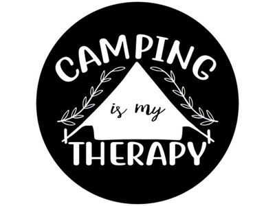 Camping is my Therapy Spare Tire Cover with Camera Cutout; Black (18-24 Jeep Wrangler JL)