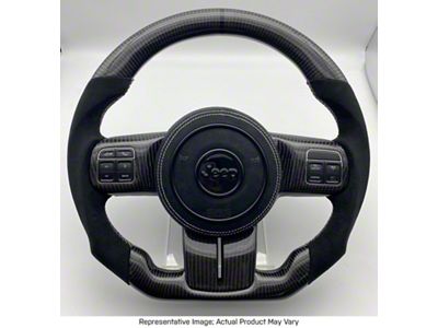 Carbon Fiber and Alcantara Steering Wheel with Trim, Blue Stitching and Blue Stripe (07-18 Jeep Wrangler JK)