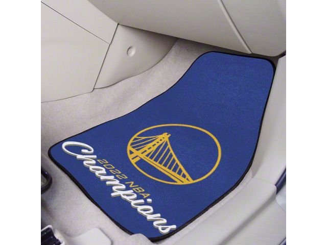 Carpet Front Floor Mats with Golden State Warriors 2022 NBA Finals Champions Logo; Blue (Universal; Some Adaptation May Be Required)