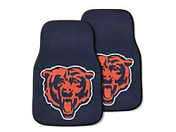 Carpet Front Floor Mats with Chicago Bears Logo; Navy Blue (Universal; Some Adaptation May Be Required)