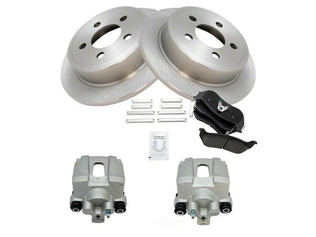 Ceramic Brake Rotor, Pad and Caliper Kit; Rear (03-06 Jeep Wrangler TJ)