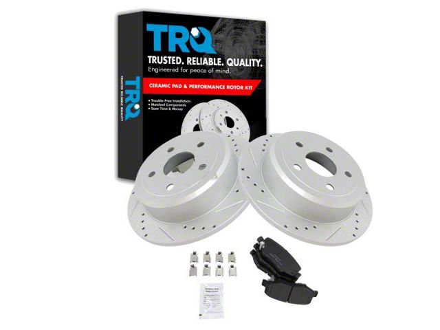 Ceramic Performance Brake Rotor and Pad Kit; Rear (07-18 Jeep Wrangler JK)