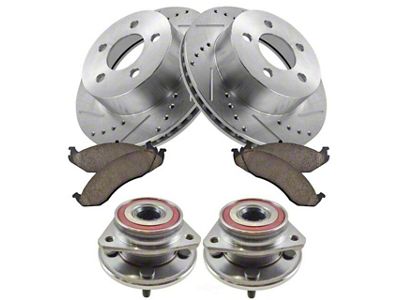 Ceramic Performance Brake Rotor, Pad and Wheel Bearing Kit; Front (1999 Jeep Wrangler TJ w/ 3-Inch Cast Rotors; 00-06 Jeep Wrangler TJ)