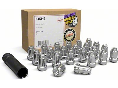 Chrome 6-Spline Lut Nut Kit; 1/2-Inch x 20; Set of 23 (76-18 Jeep CJ7, Wrangler YJ, TJ & JK)