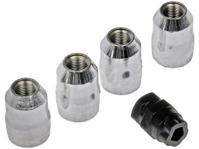 Chrome Acorn Wheel Lug Nut Lock; 1/2-Inch x 20; Set of 4 (87-18 Jeep Wrangler YJ, TJ & JK)