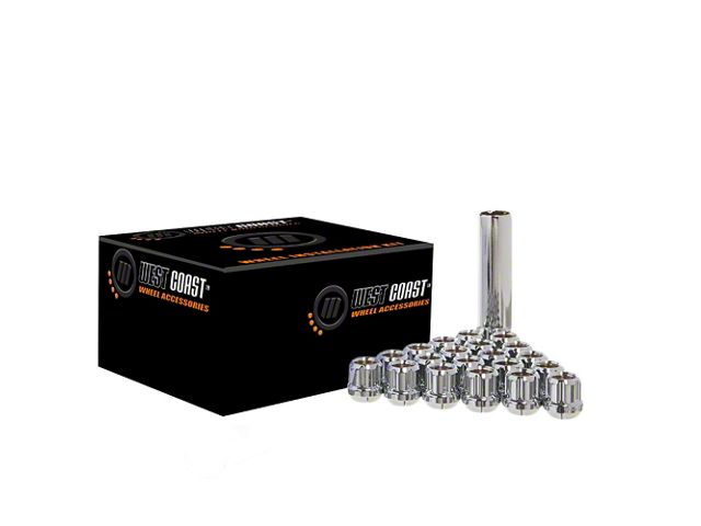 Chrome Open Acorn Spline Lug Nuts; 1/2-Inch x 20; Set of 20 (87-18 Jeep Wrangler YJ, TJ & JK)