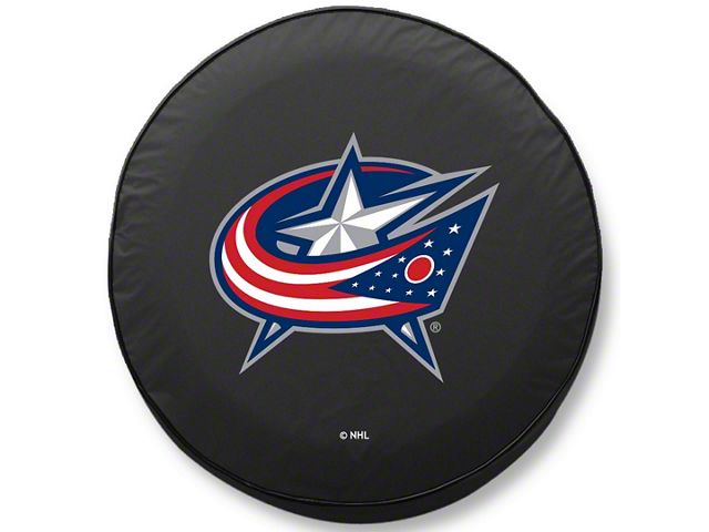 Columbus Blue Jackets Spare Tire Cover with Camera Port; Black (18-24 Jeep Wrangler JL)