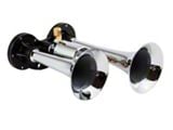 Compact Dual Air Horn System; Chrome; Zinc Alloy (Universal; Some Adaptation May Be Required)