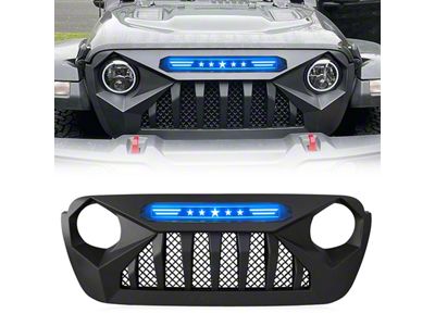 American Modified Demon Grille with Blue 5 Star Lights Bar (18-24 Jeep Wrangler JL)