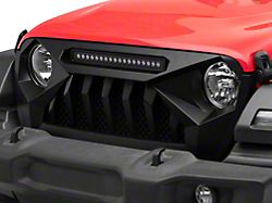 American Modified Demon Grille with LED Off-road Lights; Matte Black (18-24 Jeep Wrangler JL)