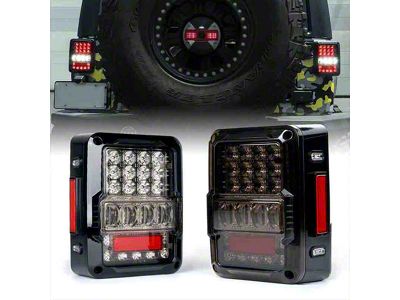 Destroyer Series LED Tail Lights; Black Housing; Clear Lens (07-18 Jeep Wrangler JK)