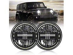 Diamond Series LED Headlights; Black Housing; Clear Lens (76-86 Jeep CJ7; 97-18 Jeep Wrangler YJ & TJ)