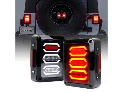 Diamond Series LED Tail Lights; Black Housing; Clear Lens (07-18 Jeep Wrangler JK)