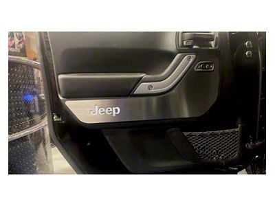 Door Guards with Jeep Logo Inlay; Front and Rear; White Carbon Fiber (07-18 Jeep Wrangler JK 4-Door)
