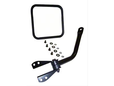 Door Mirror and Arm Kit; Black; Passenger Side (73-83 Jeep CJ5 & CJ7)