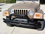 Double Tube Front Bumper with Hoop; Black (87-06 Jeep Wrangler YJ & TJ)